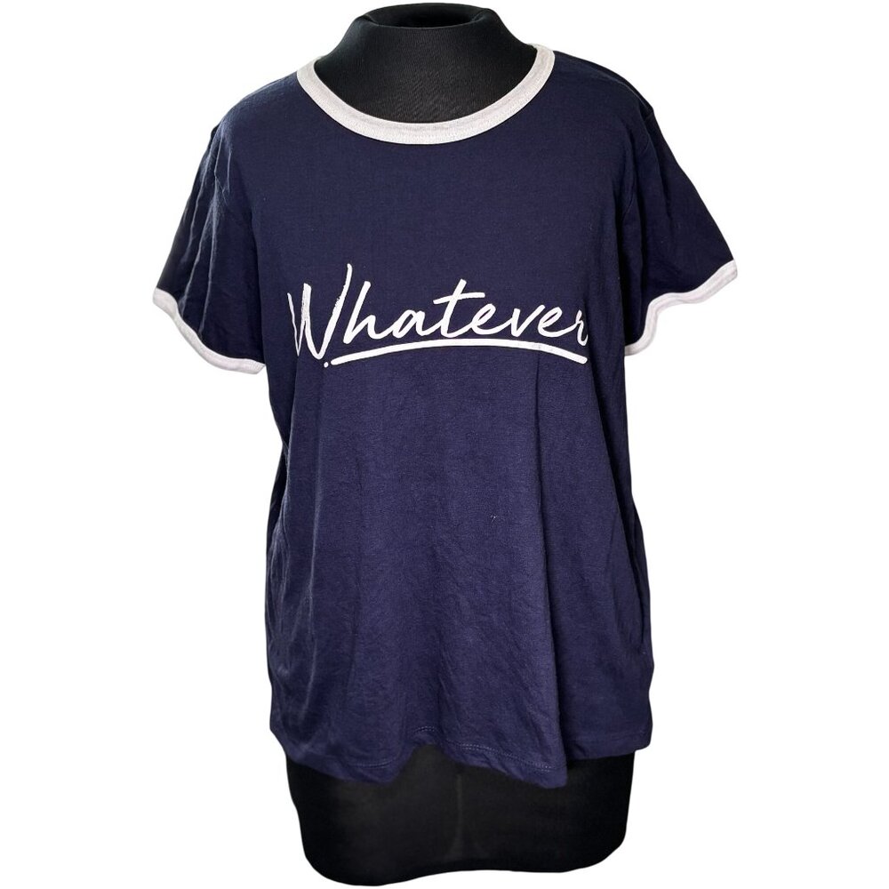 Streetwear Society Womens Whatever Graphic Tee L/G Navy & White